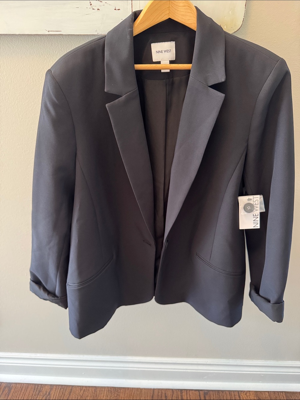 NWT Nine West Charcoal Open-Front Blazer